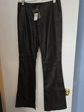 Guess Black Leather Flared Pants Size 4 NWT